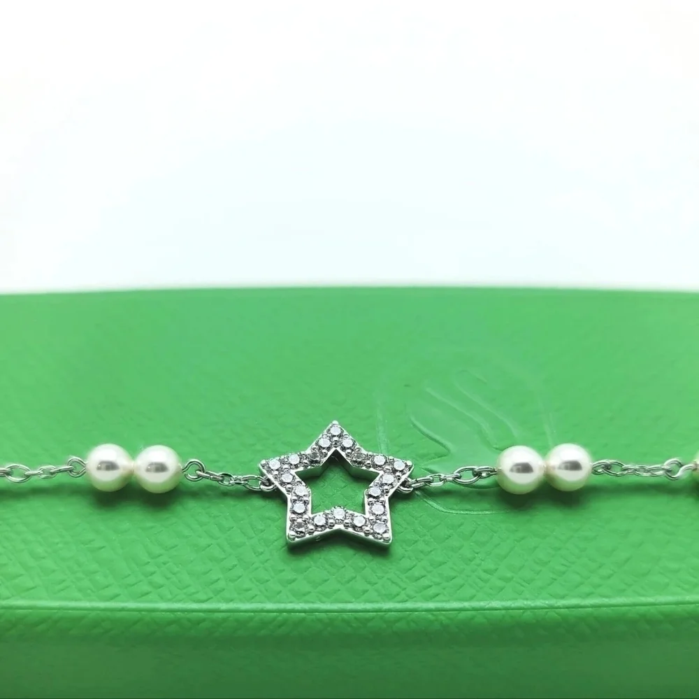 2X HP. Swarovski Stella Star Crystal Faux Pearls & Rhodium-Plated Bracelet - Picture 6 of 7
